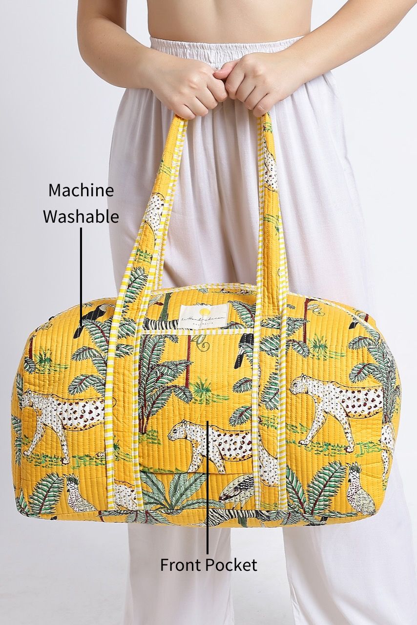 Quilted Cotton Duffle Bag - Yellow