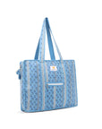 Cotton Tote Bag With Zip - Petal Stripe