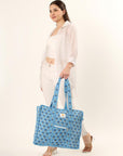 Cotton Tote Bag With Zip - Sahiba Motif