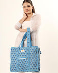 Cotton Tote Bag With Zip - Sahiba Motif