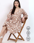 Angie Wrap Midi Dress - Mocha - Hi Handmade