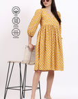 Angie Wrap Midi Dress - Mustard - Hi Handmade