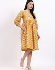 Angie Wrap Midi Dress - Mustard - Hi Handmade