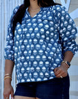 Block Print Top - Blue - Hi Handmade