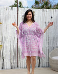Boho Short Beach Kaftan - Jacaranda - Hi Handmade