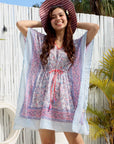 Boho Short Beach Kaftan - Sunset Pink - Hi Handmade