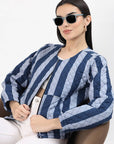 Cara Cotton Quilted Jacket - Blue - Hi Handmade