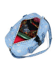 Cotton Duffle Bag - Blue Lily - Hi Handmade
