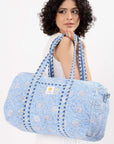 Cotton Duffle Bag - Blue Lily - Hi Handmade