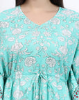 Cotton Kaftan Cover Up - Aqua - Hi Handmade