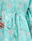Cotton Kaftan Cover Up - Aqua - Hi Handmade