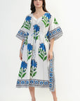 Cotton Kaftan Cover Up - Blue - Hi Handmade
