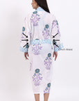 Cotton Kimono Robe - Aqua - Hi Handmade