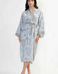 Cotton Kimono Robe - Light Blue - Hi Handmade