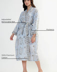 Cotton Kimono Robe - Light Blue - Hi Handmade