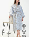 Cotton Kimono Robe - Light Blue - Hi Handmade