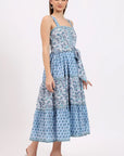 Cotton Maxi Sundress - Blue - Hi Handmade