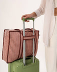 Cotton Tote Bag With Zip - Argyle Sand - Hi Handmade