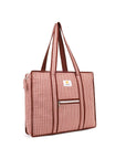 Cotton Tote Bag With Zip - Argyle Sand - Hi Handmade