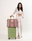 Cotton Tote Bag With Zip - Argyle Sand - Hi Handmade