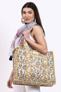 Cotton Tote Bag With Zip - Beige