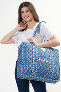 Cotton Tote Bag With Zip - Blue Ocean