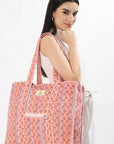 Cotton Tote Bag With Zip - Petal Peach - Hi Handmade
