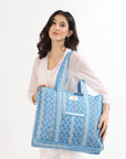 Cotton Tote Bag With Zip - Petal Stripe - Hi Handmade