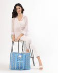 Cotton Tote Bag With Zip - Petal Stripe - Hi Handmade