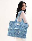 Cotton Tote Bag With Zip - Sahiba Floral - Hi Handmade