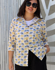 Gender Neutral Cotton Shirt - Elephant Print - Hi Handmade