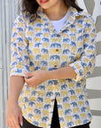 Gender Neutral Cotton Shirt - Elephant Print - Hi Handmade