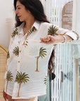 Gender Neutral Cotton Shirt - Palm Print - Hi Handmade