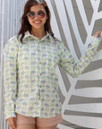 Gender Neutral Print Shirt - Gajraj Green - Hi Handmade