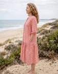 Sara Cotton Shirt Dress - Peach