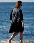 Noor Midnight Linen Midi Summer Dress - Hi Handmade