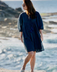 Noor Midnight Linen Midi Summer Dress - Hi Handmade
