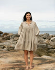 Noor Natural Linen Midi Dress - Hi Handmade