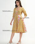 Panel Midi Dress - Mustard - Hi Handmade
