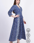 Panelled Cotton Maxi Dress - Blue - Hi Handmade