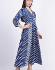 Panelled Cotton Maxi Dress - Blue - Hi Handmade