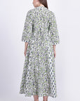 Panelled Cotton Maxi Dress - Green - Hi Handmade