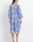 Priya Cotton Midi Dress - Blue - Hi Handmade