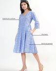 Priya Panel Midi Dress - Blue - Hi Handmade