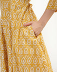 Priya Panel Midi Dress - Mustard - Hi Handmade
