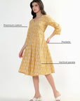Priya Panel Midi Dress - Mustard - Hi Handmade