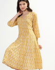 Priya Panel Midi Dress - Mustard - Hi Handmade
