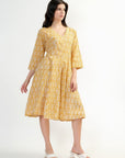 Priya Panel Midi Dress - Mustard - Hi Handmade