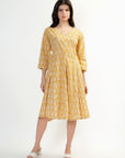 Priya Panel Midi Dress - Mustard - Hi Handmade