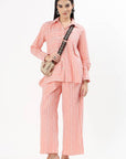 Relaxed Cotton Shirt - Peach Stripe - Hi Handmade